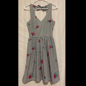 black and white striped floral dress